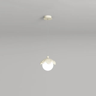 ZOWALA - Modern Bedroom Leaf Metal Globe White Acrylic Pendant Light Image - 7