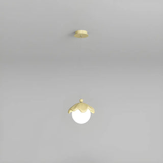 ZOWALA - Modern Bedroom Leaf Metal Globe White Acrylic Pendant Light Image - 8