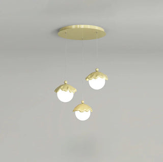 ZOWALA - Modern Bedroom Leaf Metal Globe White Acrylic Pendant Light Image - 9