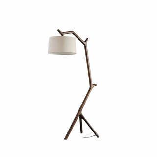 Rustic Linen Drum Shade Tree Branch LED Floor Lamp Zawala Image - 9
