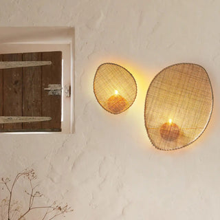Coastal Natural Oval Rattan Bedroom Beige Wall Sconce Zawala Image - 3