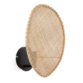 Coastal Natural Oval Rattan Bedroom Beige Wall Sconce Zawala Image - 8