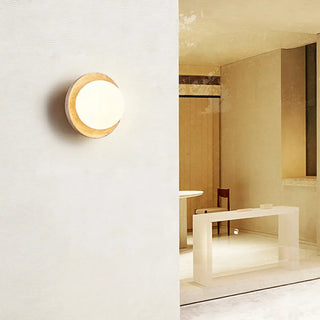 Beige Waterproof Modern Round Stone Outdoor Wall Lamp Zawala Image - 10