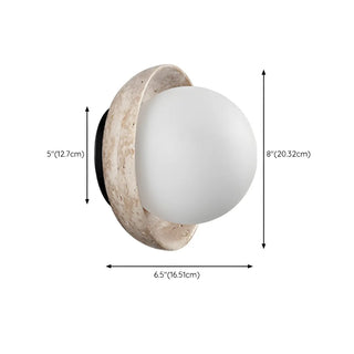 Beige Waterproof Modern Round Stone Outdoor Wall Lamp Zawala #size