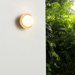 Beige Waterproof Modern Round Stone Outdoor Wall Lamp Zawala Image - 4