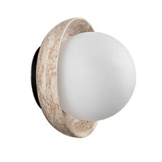 Beige Waterproof Modern Round Stone Outdoor Wall Lamp Zawala Image - 5