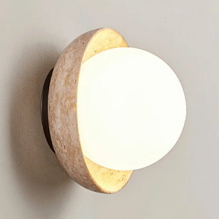 Beige Waterproof Modern Round Stone Outdoor Wall Lamp Zawala Image - 7