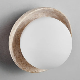 Beige Waterproof Modern Round Stone Outdoor Wall Lamp Zawala Image - 8