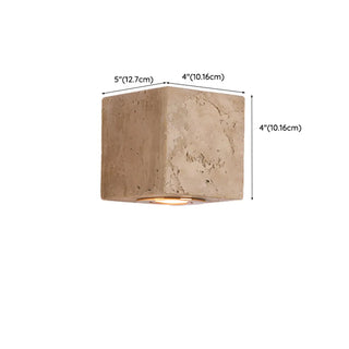 Natural Beige Square Stone Bedside LED Wall Sconce Zawala #size