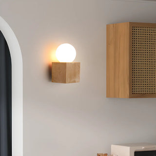 Natural Beige Square Stone Bedside LED Wall Sconce Zawala Image - 3