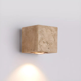 Natural Beige Square Stone Bedside LED Wall Sconce Zawala Image - 6