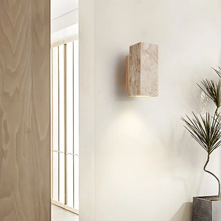 Natural Beige Rectangular Stone Bedside Wall Sconce Zawala Image - 1