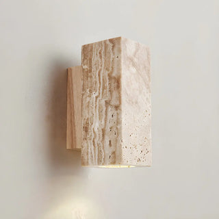 Natural Beige Rectangular Stone Bedside Wall Sconce Zawala Image - 13