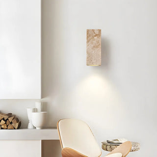 Natural Beige Rectangular Stone Bedside Wall Sconce Zawala Image - 18