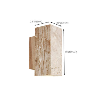 Natural Beige Rectangular Stone Bedside Wall Sconce Zawala #size