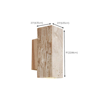 Natural Beige Rectangular Stone Bedside Wall Sconce Zawala Image - 21