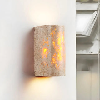 ZOWALA - Modern Beige Stone Cylinder Exterior LED Wall Lamp Image - 10