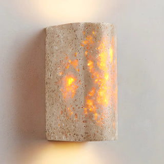 ZOWALA - Modern Beige Stone Cylinder Exterior LED Wall Lamp Image - 12