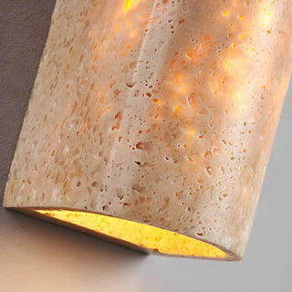 ZOWALA - Modern Beige Stone Cylinder Exterior LED Wall Lamp Image - 15