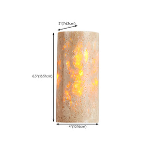 ZOWALA - Modern Beige Stone Cylinder Exterior LED Wall Lamp #size