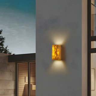 ZOWALA - Modern Beige Stone Cylinder Exterior LED Wall Lamp Image - 1