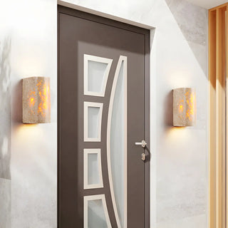 ZOWALA - Modern Beige Stone Cylinder Exterior LED Wall Lamp Image - 3