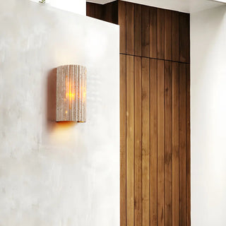 ZOWALA - Modern Beige Stone Cylinder Exterior LED Wall Lamp Image - 6