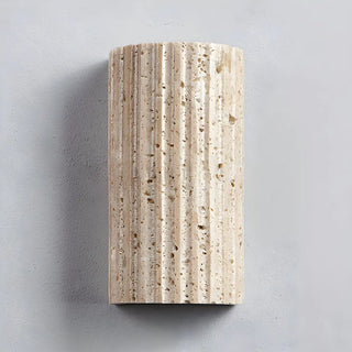 ZOWALA - Modern Beige Stone Cylinder Exterior LED Wall Lamp Image - 8