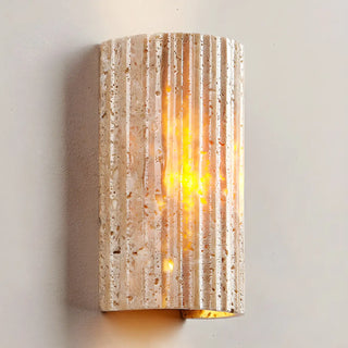 ZOWALA - Modern Beige Stone Cylinder Exterior LED Wall Lamp Image - 9