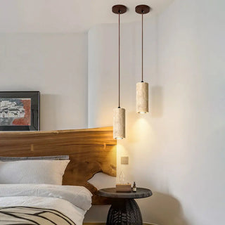Minimalist Cylinder Stone Bedroom Pendant Light Zawala Image - 1
