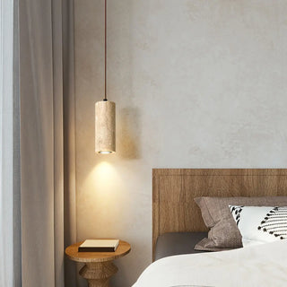 Minimalist Cylinder Stone Bedroom Pendant Light Zawala Image - 4