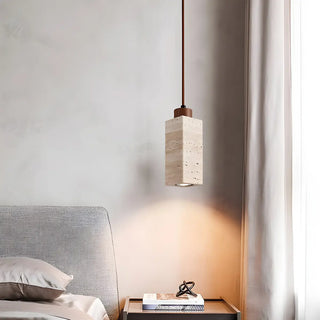 Modern Marble Texture Cylindrical Bedroom Pendant Light Zawala Image - 2