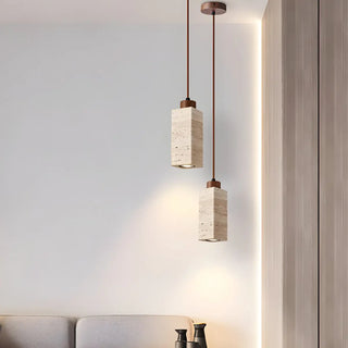 Modern Marble Texture Cylindrical Bedroom Pendant Light Zawala Image - 3