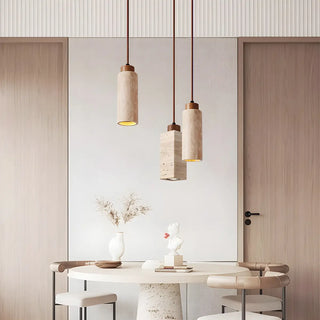 Modern Marble Texture Cylindrical Bedroom Pendant Light Zawala Image - 4