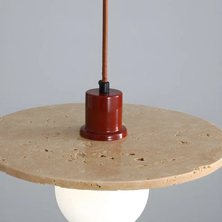 ZOWALA - Modern Bedroom Stone Disc Beige Globe Glass Pendant Light Image - 8