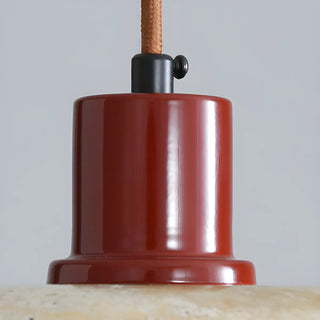 ZOWALA - Modern Bedroom Stone Disc Beige Globe Glass Pendant Light Image - 9