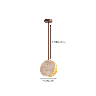 ZOWALA - Modern Circular Round Beige Stone Pendant Light Bedroom #size