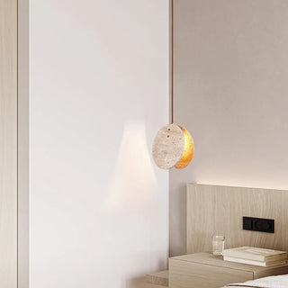 ZOWALA - Modern Circular Round Beige Stone Pendant Light Bedroom Image - 5