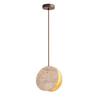 ZOWALA - Modern Circular Round Beige Stone Pendant Light Bedroom Image - 6