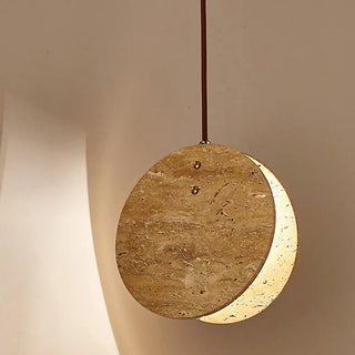 ZOWALA - Modern Circular Round Beige Stone Pendant Light Bedroom Image - 8