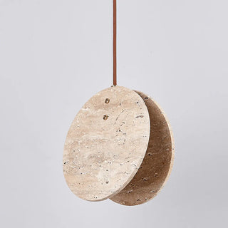 ZOWALA - Modern Circular Round Beige Stone Pendant Light Bedroom Image - 9