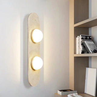 Modern Minimalist Beige Stone Wall Light Fixture Zawala Image - 3