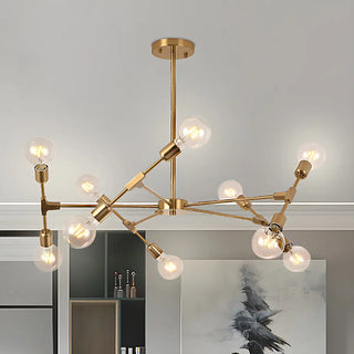 ZOWALA - Industrial Large Metallic Black Sputnik Chandelier Bedroom Image - 10