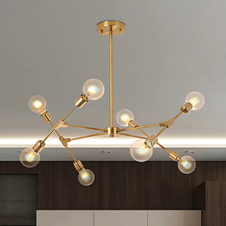 ZOWALA - Industrial Large Metallic Black Sputnik Chandelier Bedroom Image - 12