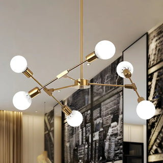 ZOWALA - Industrial Large Metallic Black Sputnik Chandelier Bedroom Image - 13