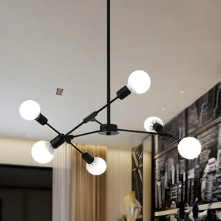 ZOWALA - Industrial Large Metallic Black Sputnik Chandelier Bedroom Image - 14