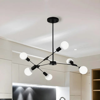 ZOWALA - Industrial Large Metallic Black Sputnik Chandelier Bedroom Image - 15