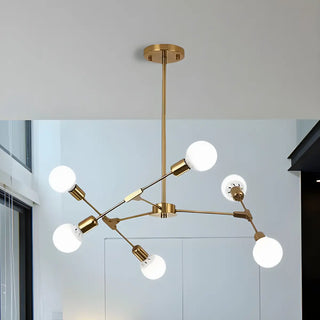 ZOWALA - Industrial Large Metallic Black Sputnik Chandelier Bedroom Image - 17