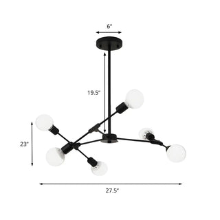 ZOWALA - Industrial Large Metallic Black Sputnik Chandelier Bedroom Image - 20