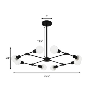 ZOWALA - Industrial Large Metallic Black Sputnik Chandelier Bedroom Image - 22